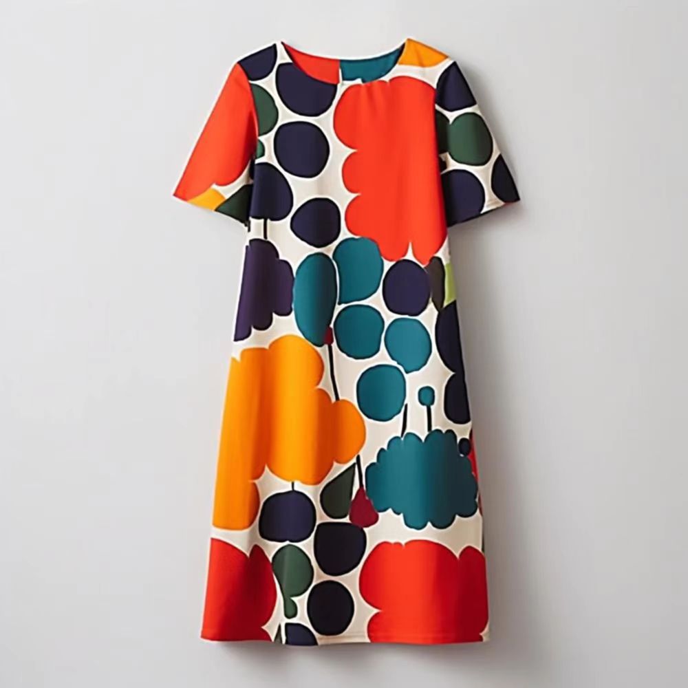 Vestito patchwork girocollo
