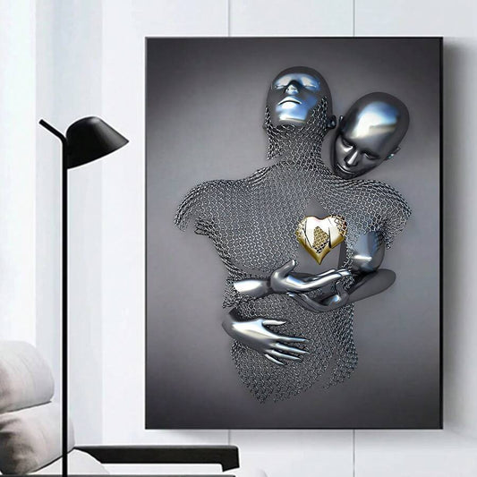 Quadro su tela Figure metalliche e cuore