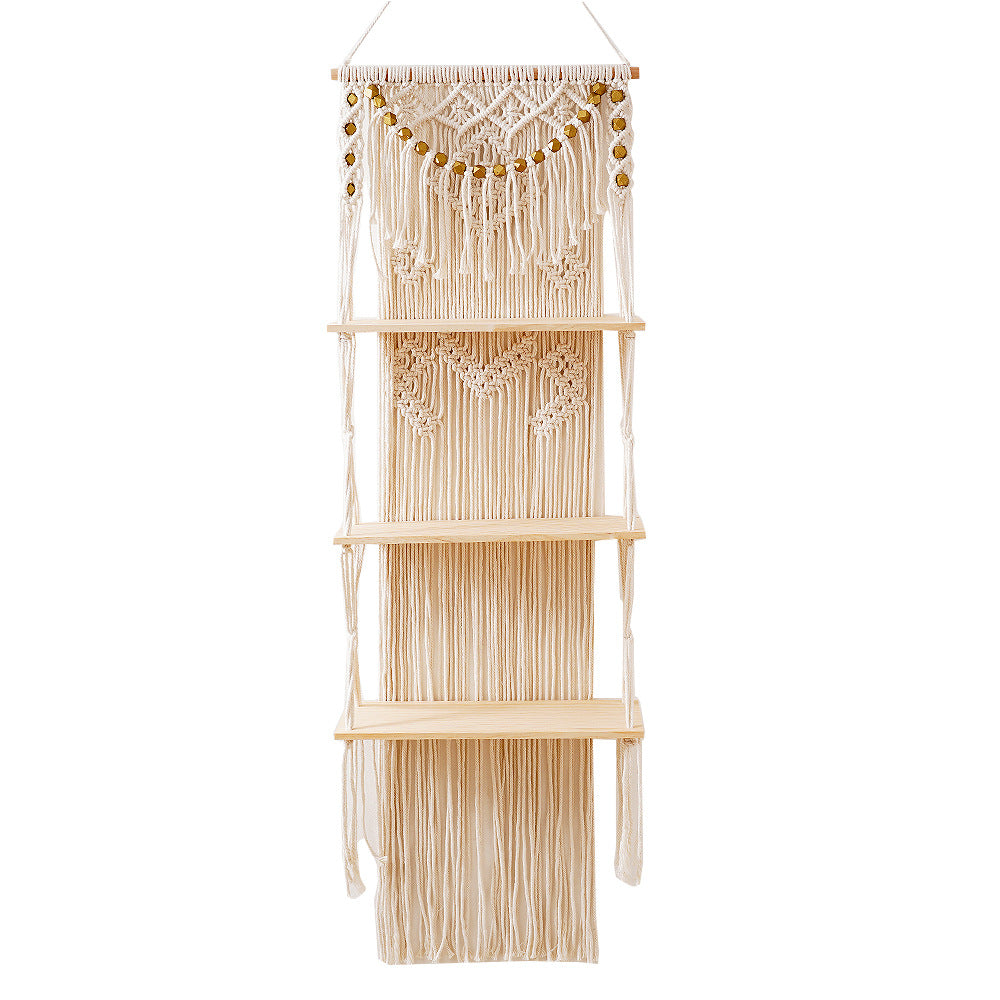 Scaffale con arazzo intrecciato