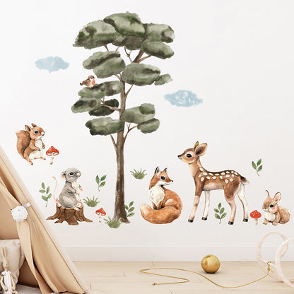 Adesivo murale Albero e animali