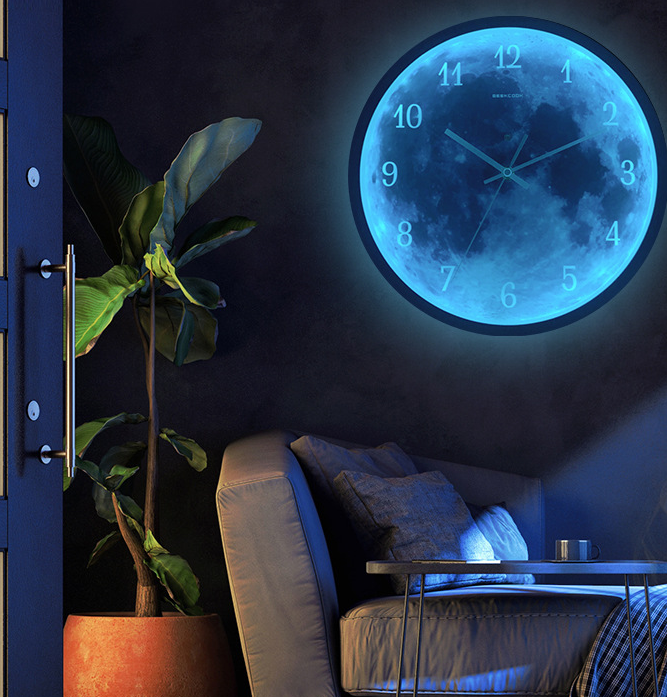 Orologio da parete Luna neon blu
