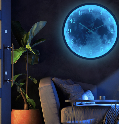 Orologio da parete Luna neon blu