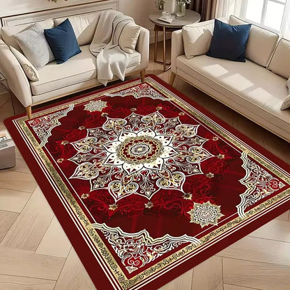 Tappeto mandala rosso e oro