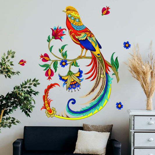 Adesivo murale Fenice e fiore