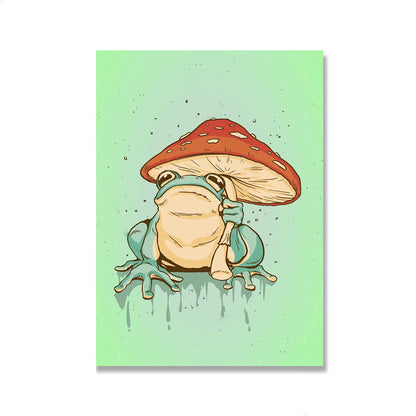 Quadro rana e funghi