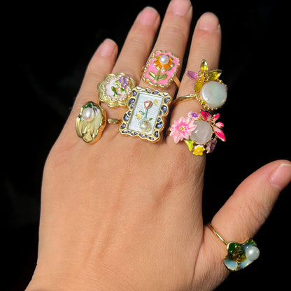 Anello smaltato dipinto