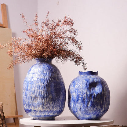Vaso Ceramica Fiori Blu