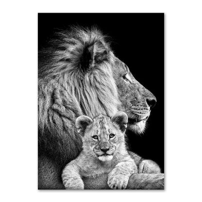 Quadro famiglia di leoni