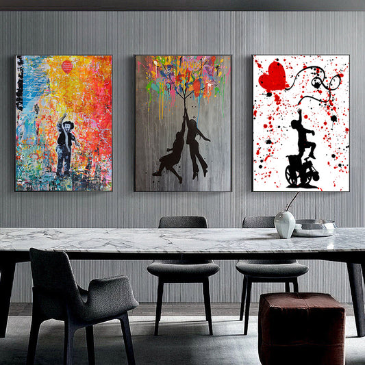 Quadro su tela Bambini con palloncini colorati