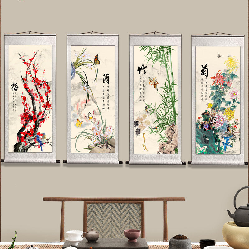 Quadro fiori prugna e orchidea