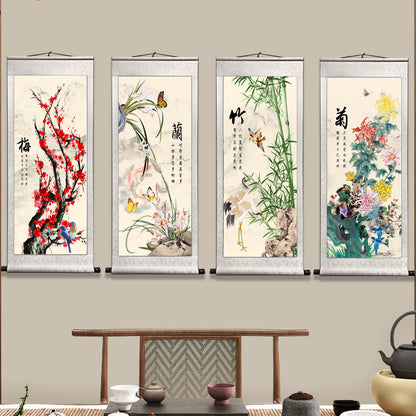 Quadro fiori prugna e orchidea