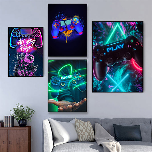 Poster Controller neon e joystick