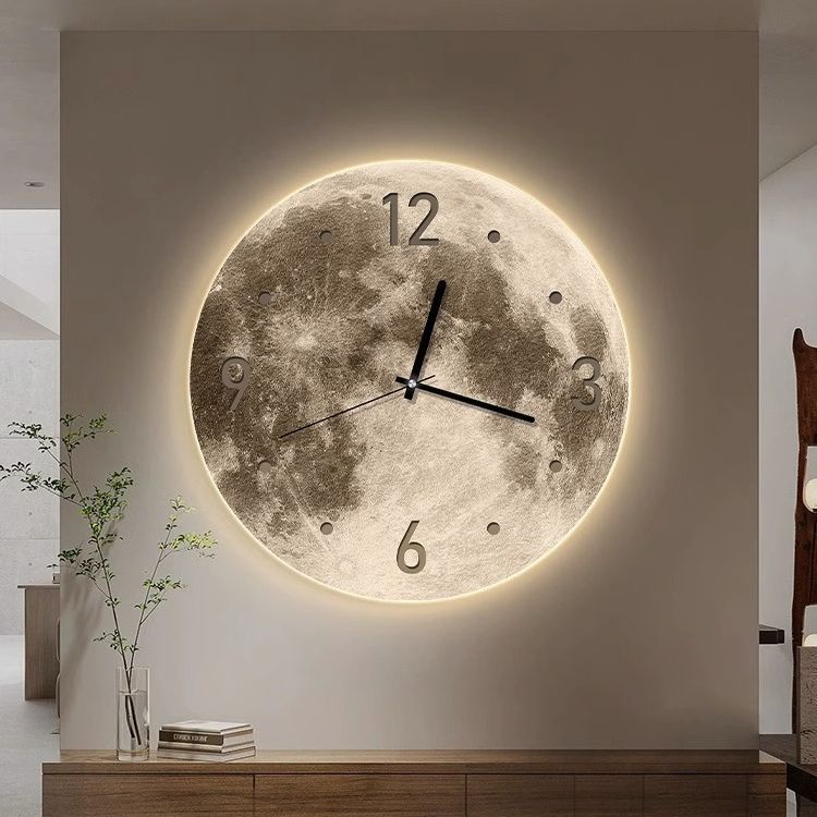 Orologio da parete Luna con halo luminoso