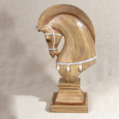 Busto cavallo legno naturale decorato