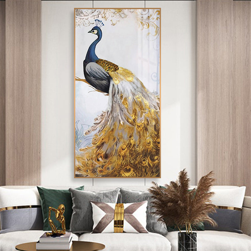 Poster Pavone blu e oro