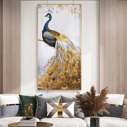 Poster Pavone blu e oro