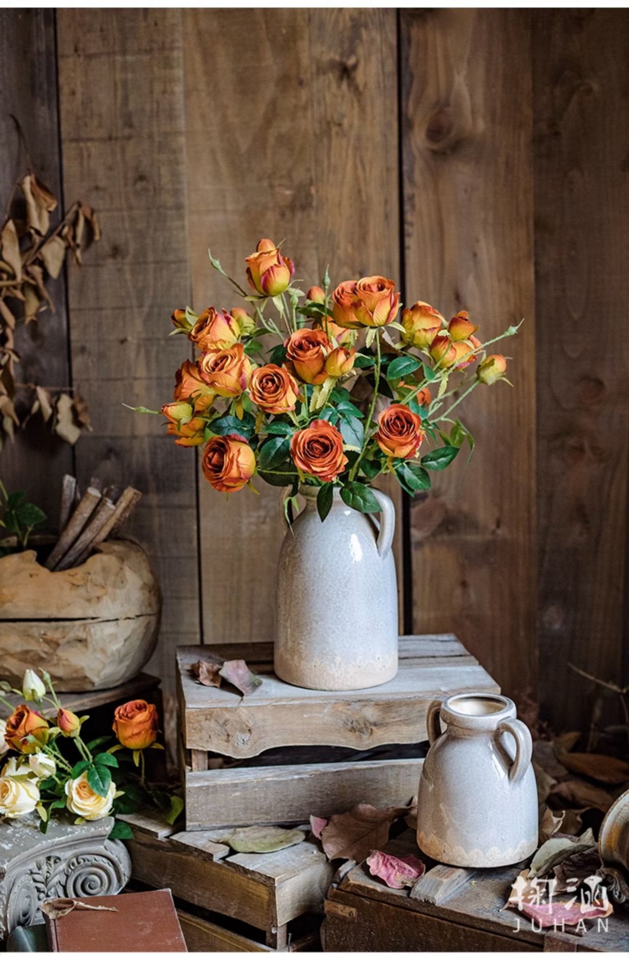 Decorazione fiori rosa retrò