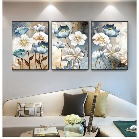 Quadro su tela Fiori bianchi e blu