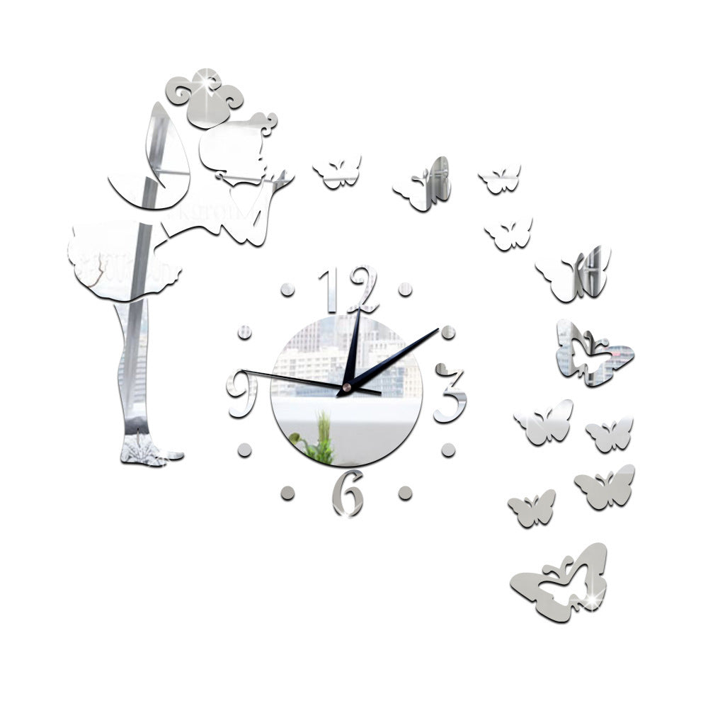 Orologio da parete Donna con farfalle dorata