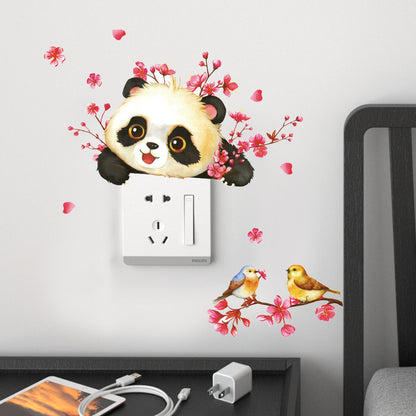 Adesivo panda e fiori