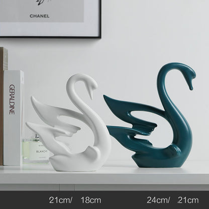 Cigno bianco nero ceramica