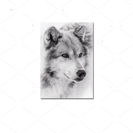 Quadro su tela Lupo in bianco e nero