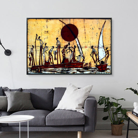 Quadro su tela Paesaggio africano con barca