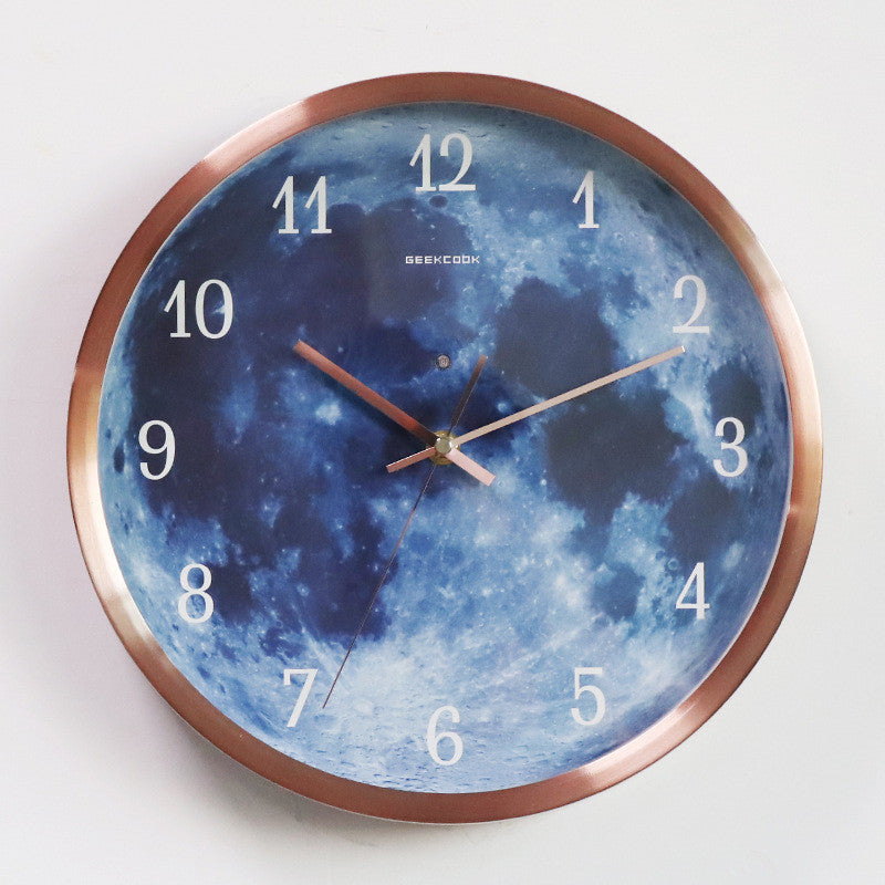 Orologio da parete Luna neon blu