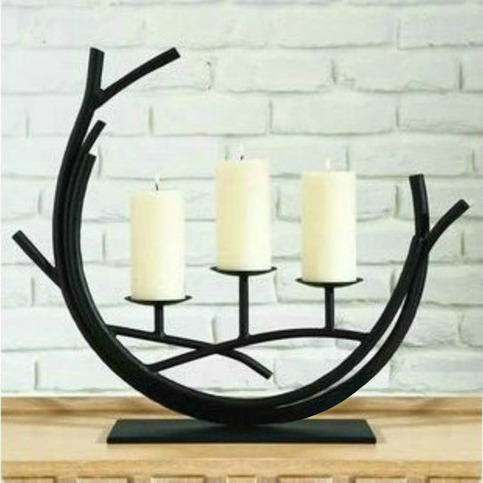 Portacandela nero ramificato tre candele