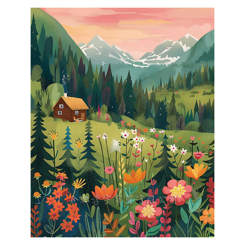 Quadro ricamato paesaggio