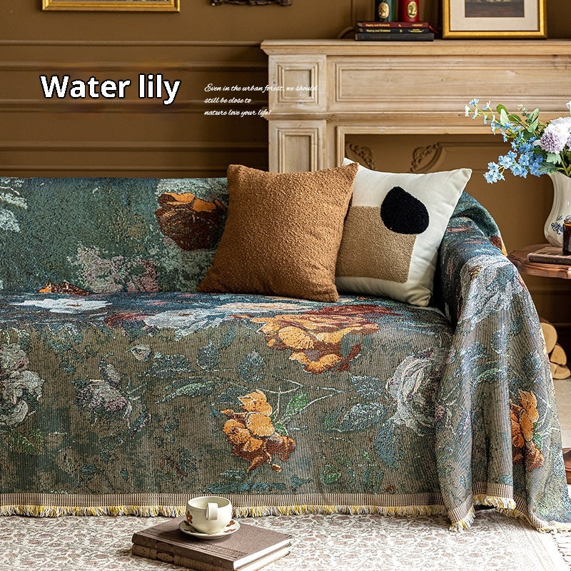 Coperta divano fiori multicolori ocra