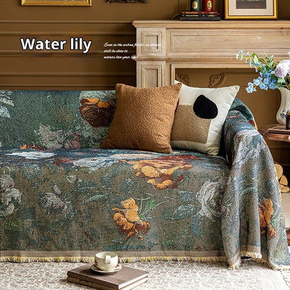 Coperta divano fiori multicolori ocra