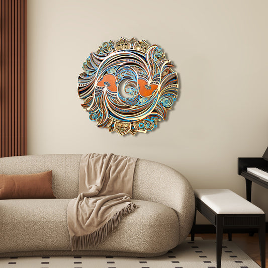 Quadro in MDF Marmorizzazione verde oro bianco
