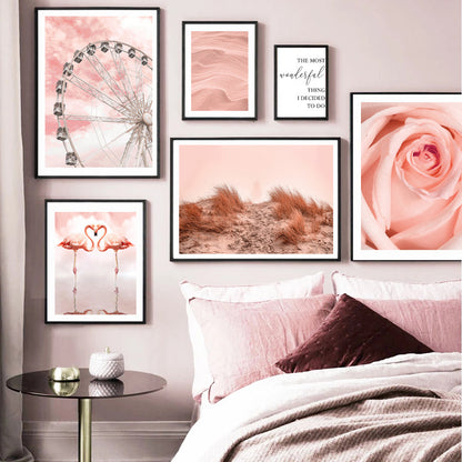 Quadro fenicottero e fiori