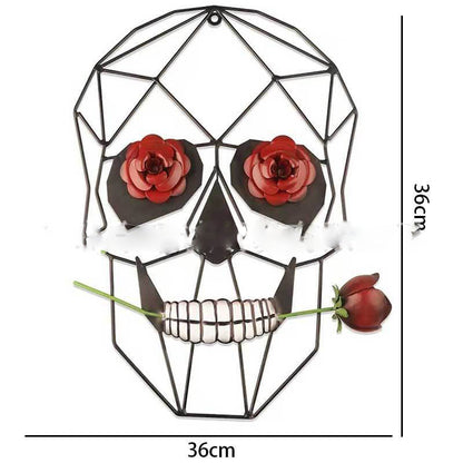 Scultura ferro Teschio rose