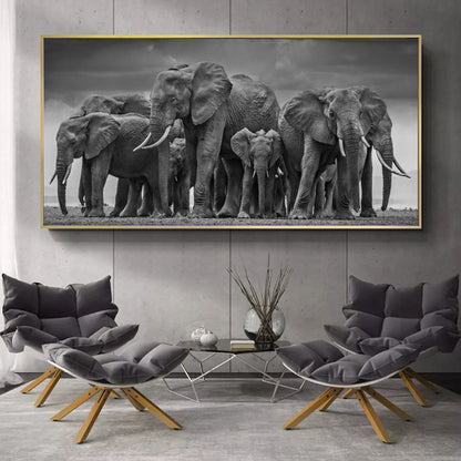 Quadro tela elefanti africani