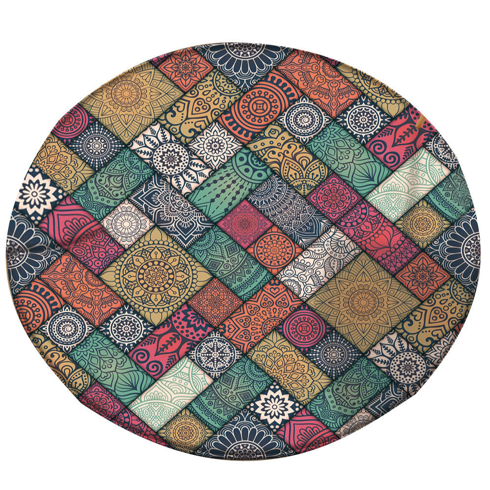 Tappeto rotondo mandala patchwork colorato