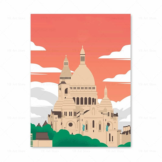 Quadro su tela Basilica illustrata tramonto