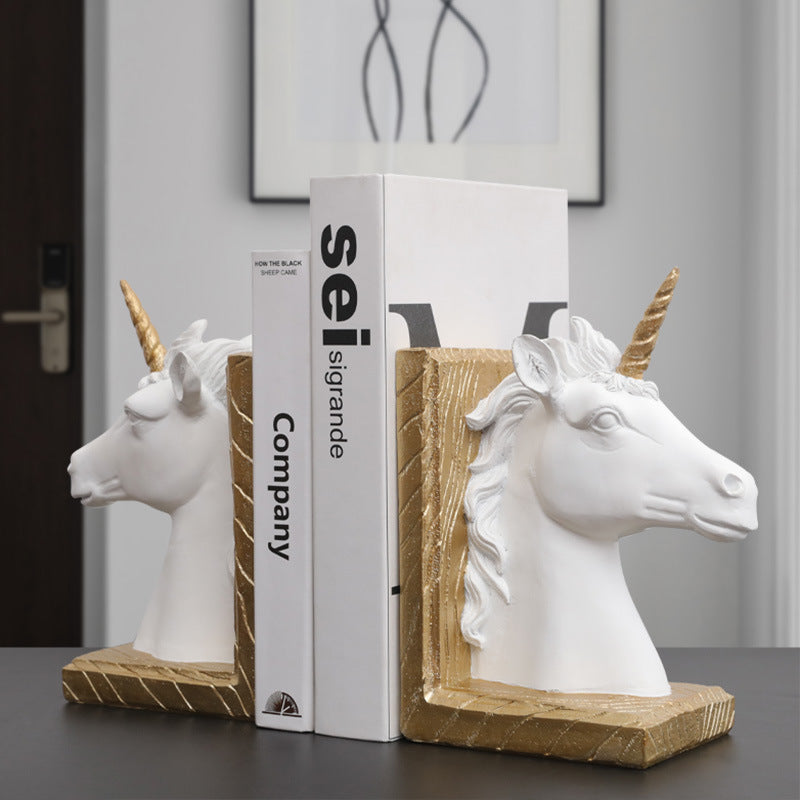 Reggilibri coppia unicorni dorati