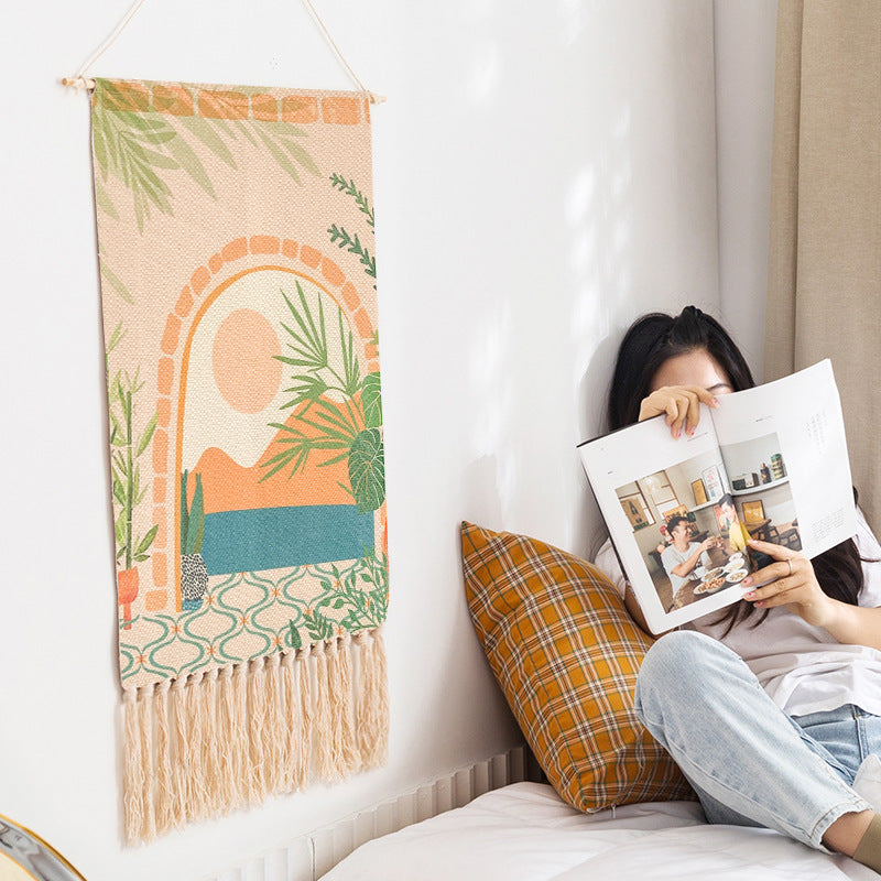 Tappezzeria cotone lino con nappine