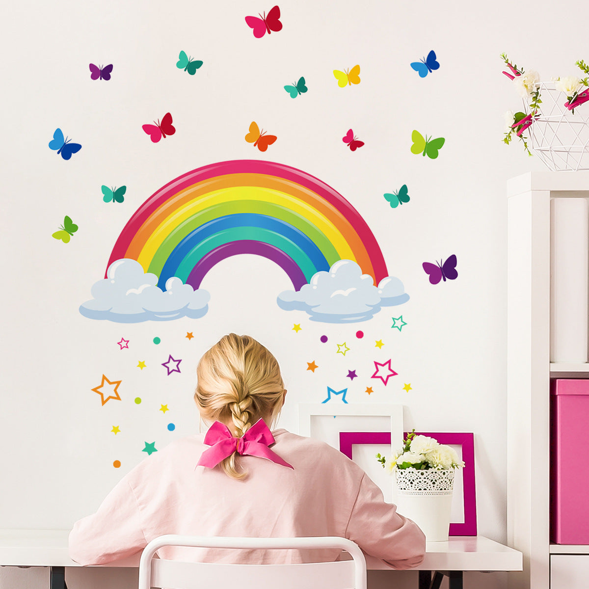 Adesivo farfalle e cuori