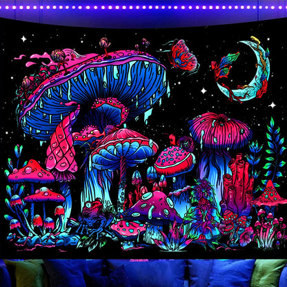 Tappezzeria funghi luna fluorescente