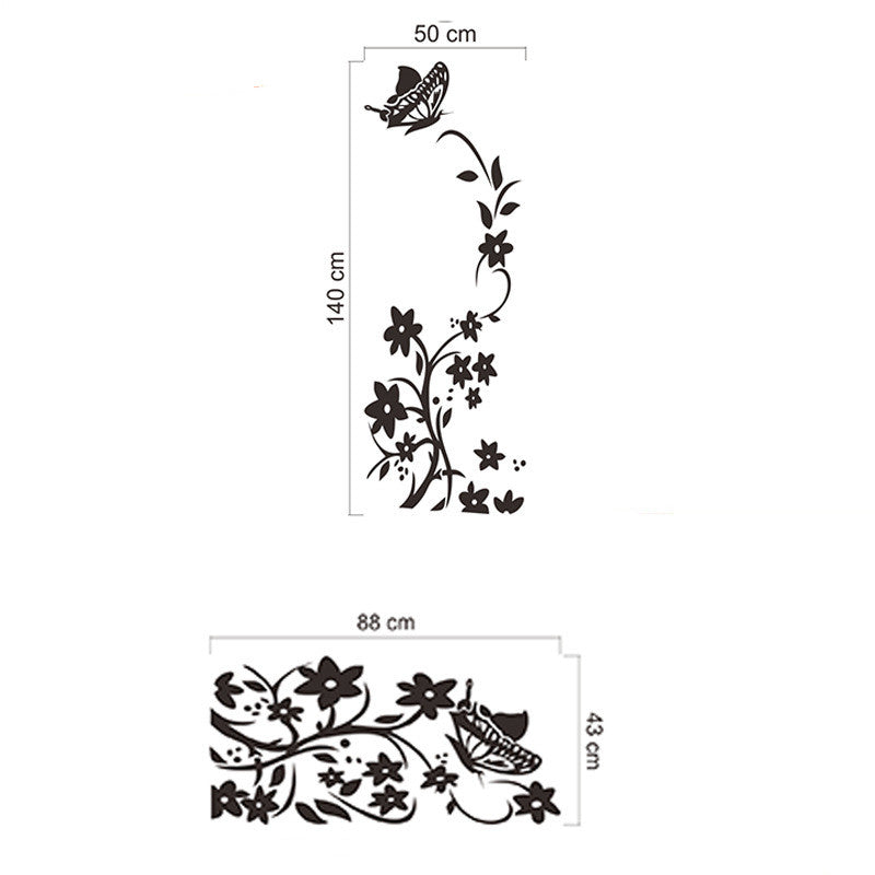 Adesivo murale farfalla e fiore