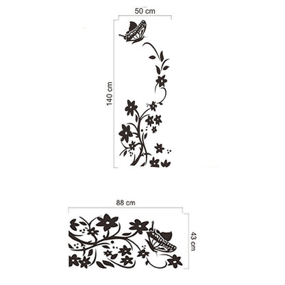 Adesivo murale farfalla e fiore