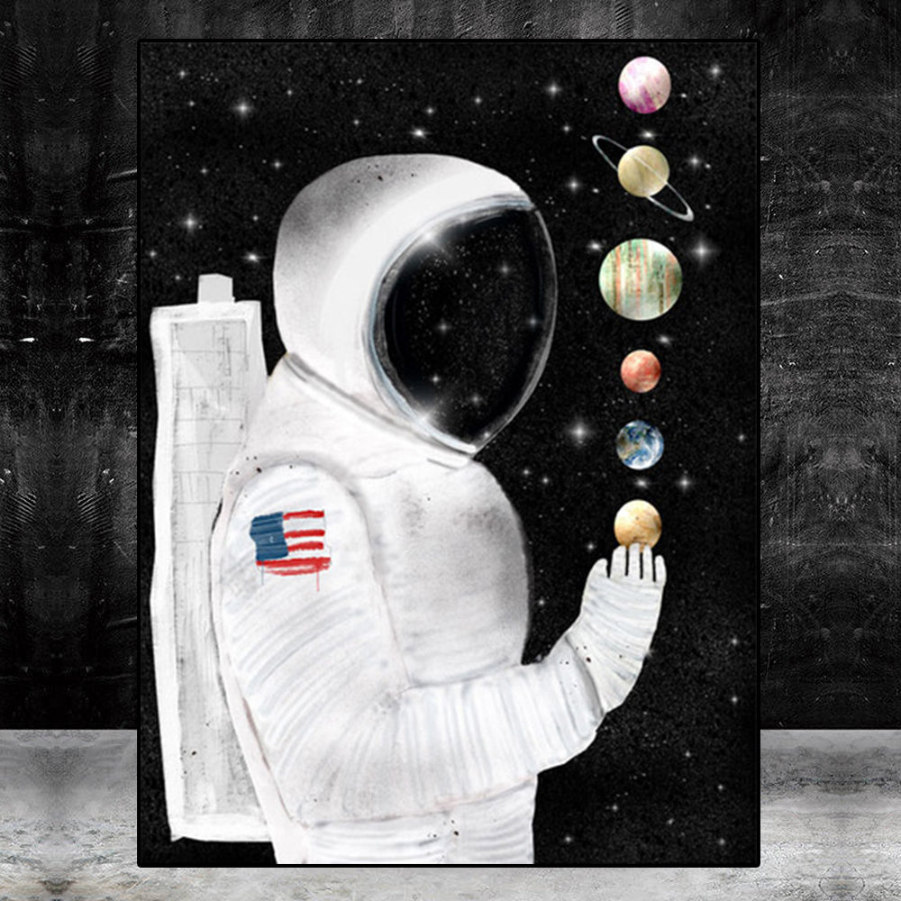 Tela astronauta e stelle