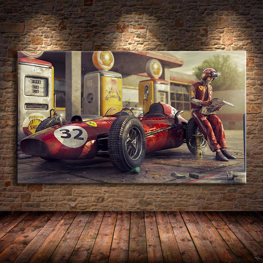 Quadro su tela Auto da corsa vintage