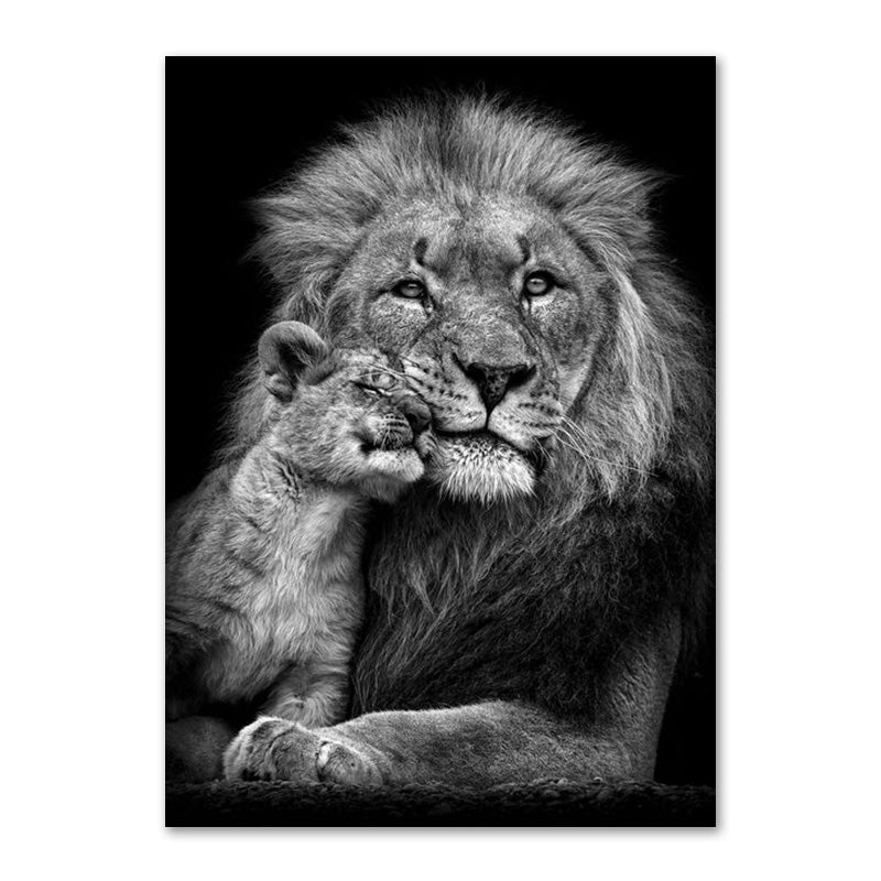 Quadro famiglia di leoni