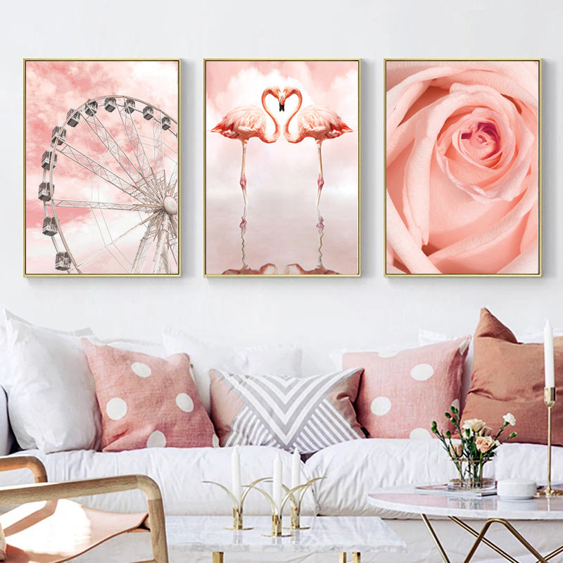 Quadro fenicottero e fiori
