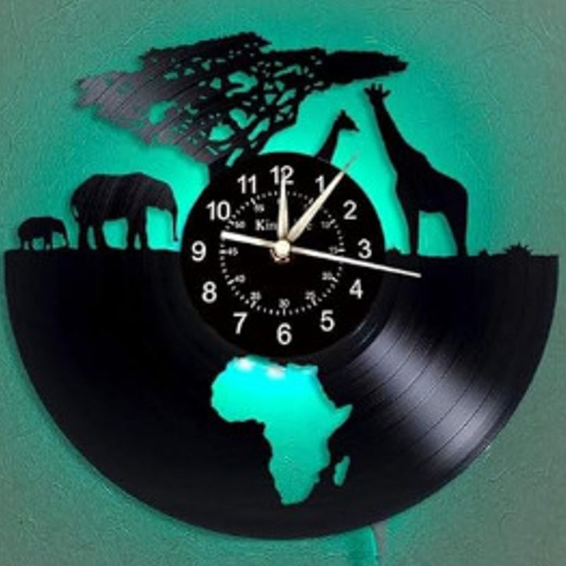 Orologio da parete Vinile africa neon