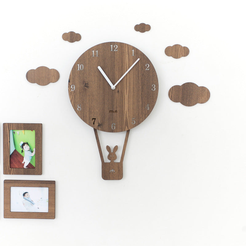 Orologio da parete Mongolfiera rosa nuvole